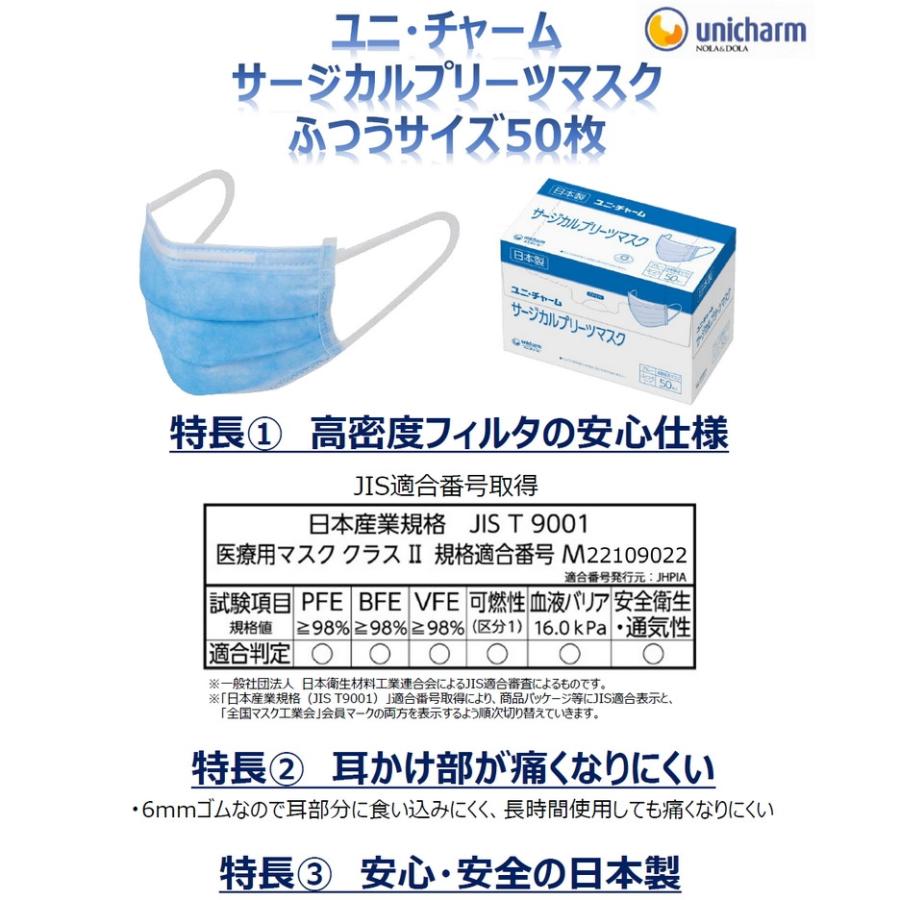 unicharm（ユニチャーム） サージカルプリーツマスク ブルー ふつう