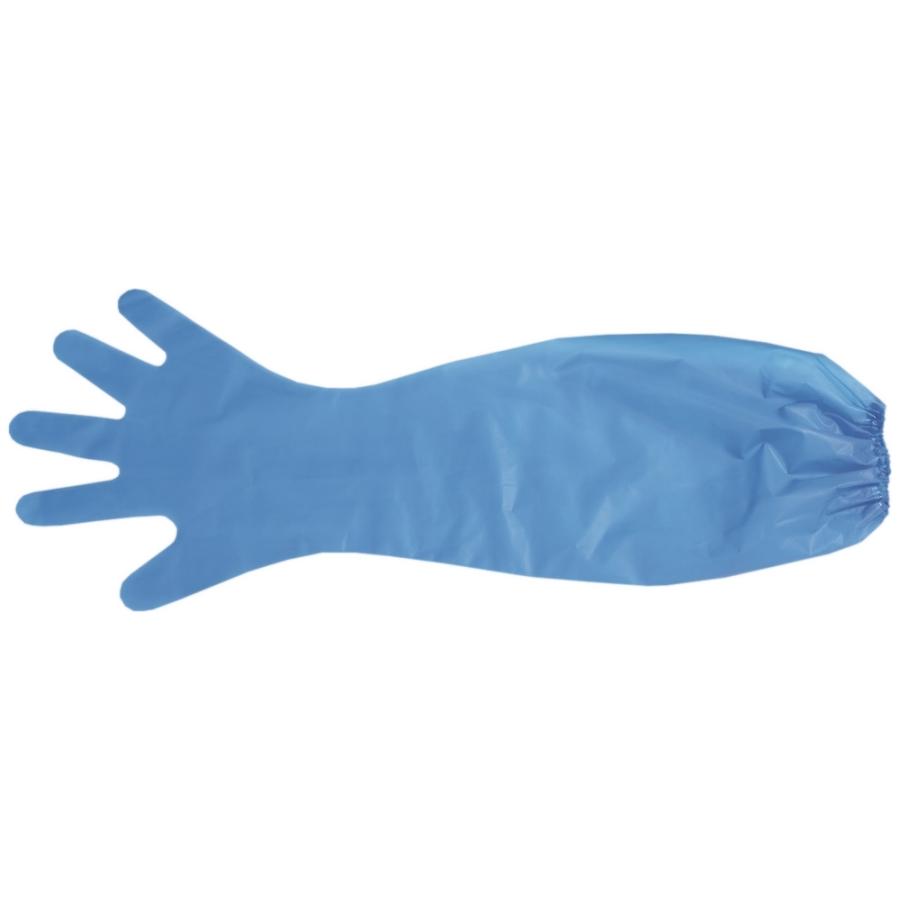 ロングポリ手袋 ブルー フリーサイズ 30枚×20箱入○ケース販売お徳用