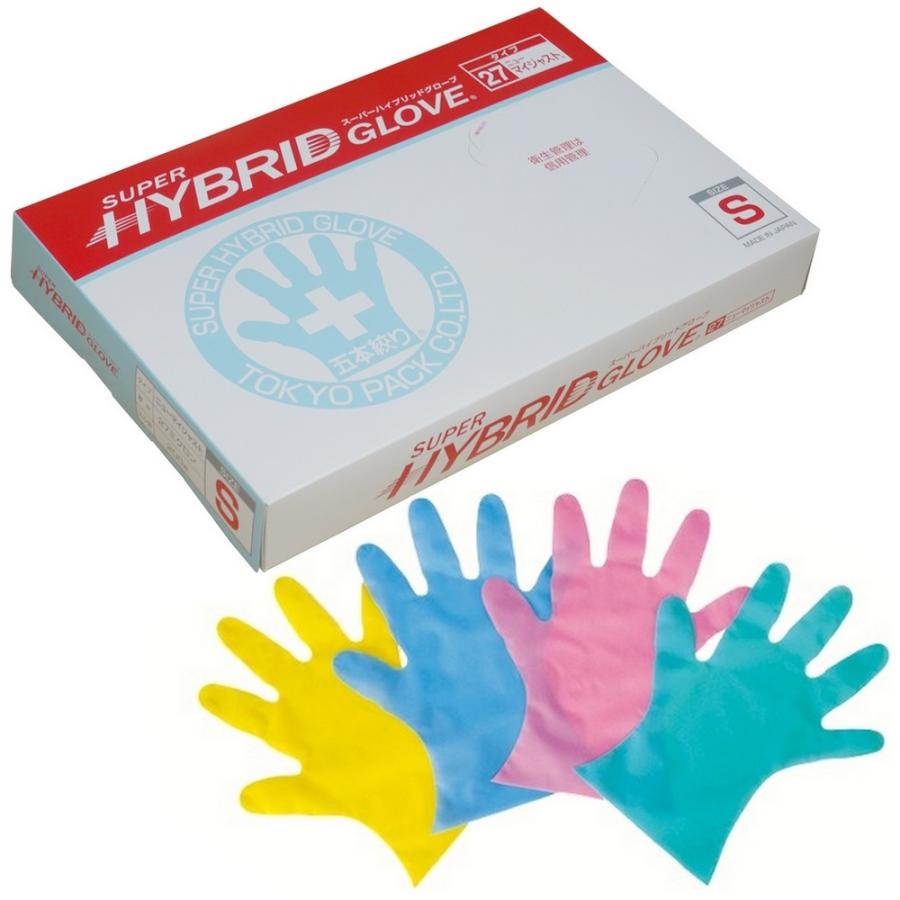 東京パック　エンボス手袋　スーパーハイブリッドグローブ　ニューマイジャスト　内エンボス　ピンク　S　200枚×20箱入●ケース販売お徳用【取り寄せ商品・即納不可】 東京パック エンボス手袋 スーパーハイブリッドグローブ ニューマイ