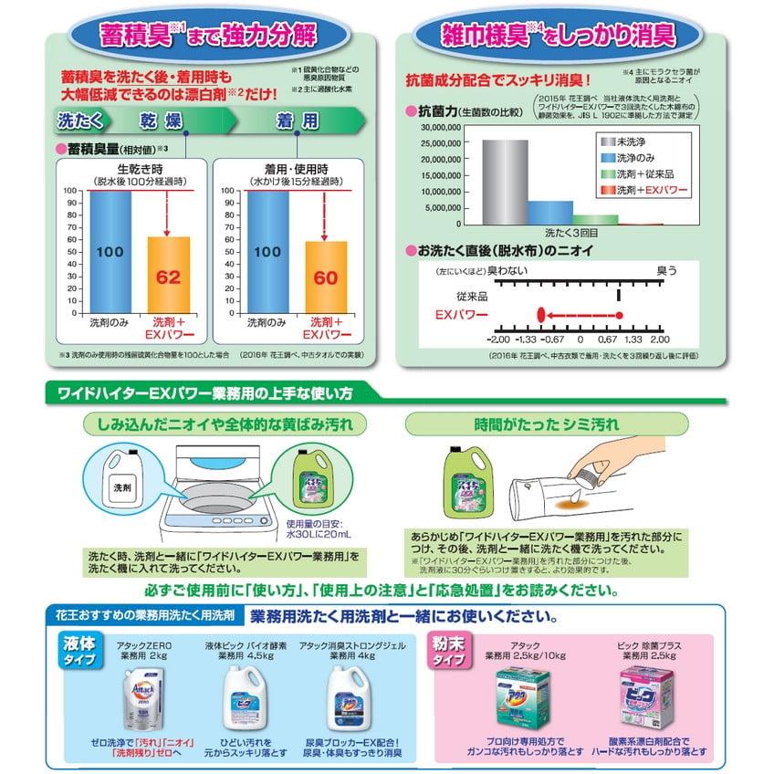 花王　衣料用酸素系漂白剤　ワイドハイターEXパワー　4.5L×4本入●ケース販売お徳用_3