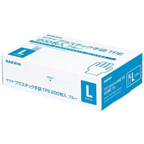 サラヤ　プラスチック手袋TPE　パウダーフリー　ブルー　Lサイズ　200枚×30箱入●ケース販売お徳用【取り寄せ商品・即納不可】 サラヤ プラスチック手袋TPE パウダーフリー ブルー Lサイズ 200枚×30