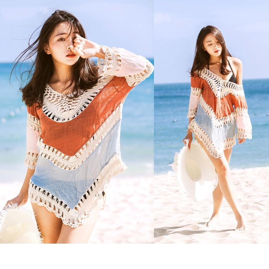 極美品★HERMES★シェーヌダンクル★ポンチョ★サマーチュニック クロシェ編みニット使いゆるトップス ゆったり 体型カバー チュニック