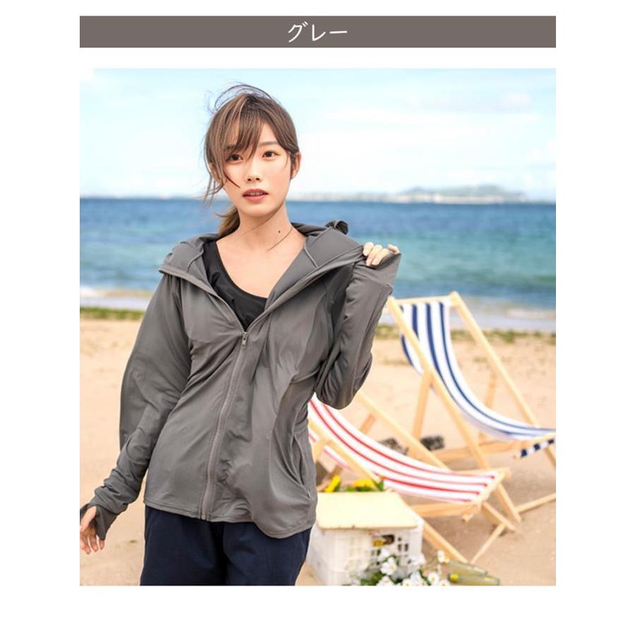 ラッシュガード レディース 冷感 フード パーカー フェイスカバー 速乾 UPF50+ マスク焼け防止 無地 長袖 指穴 日焼け防止 紫外線カット |  | 17