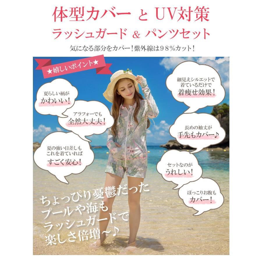 ラッシュガード レディース 上下セット パーカー パンツ 水着 長袖 UV