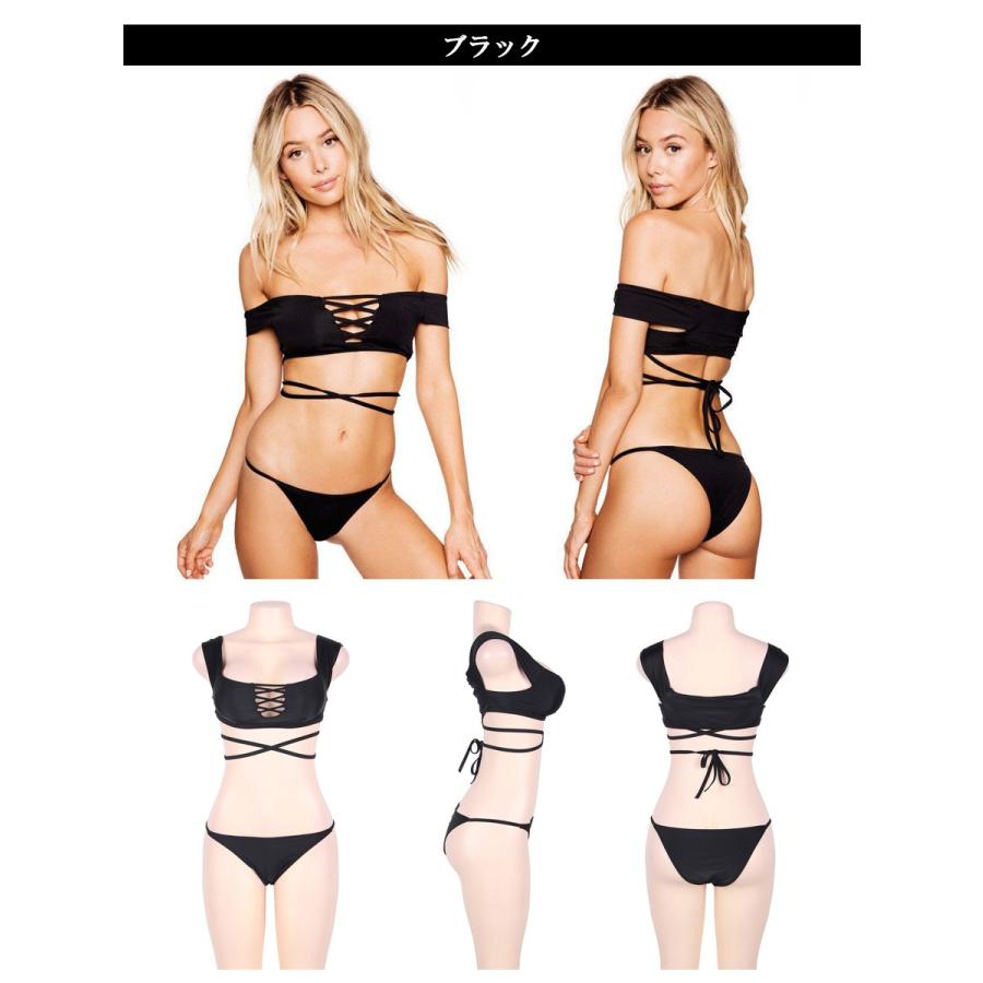 在庫処分 水着 ビキニ 編み上げ風 バンドゥ セクシー レディース