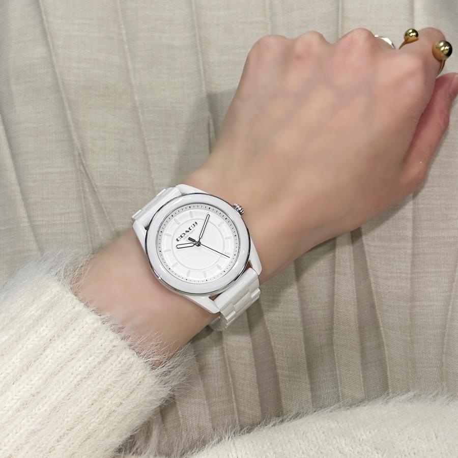 コーチ 腕時計 正規品 5年保証 ショッパー付き レディース ブランド ホワイト セラミック シンプル おしゃれ 爆買 成人 卒業 入学の画像