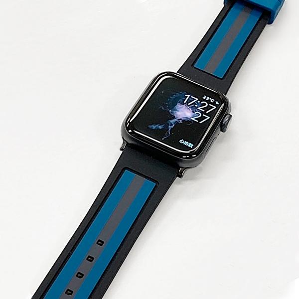アップルウォッチ バンド ベルト 交換バンド コーチ 42mm 44mm メンズ レディース ライン グレー ブルー ラバー 記念日 母の日 父の日 2022|nopple|04