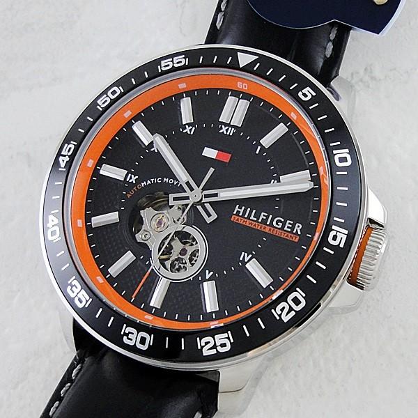トミーヒルフィガー メンズ ブラック オレンジ 自動巻き 1791055 クリスマス プレゼント