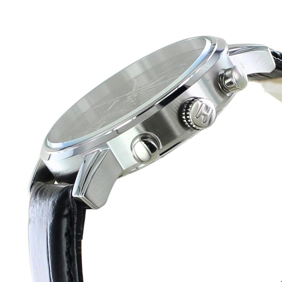 トミーヒルフィガー 腕時計 メンズ KANE 44mm シルバーケース ブラック レザー 誕生日 爆買 成人 卒業 入学の画像
