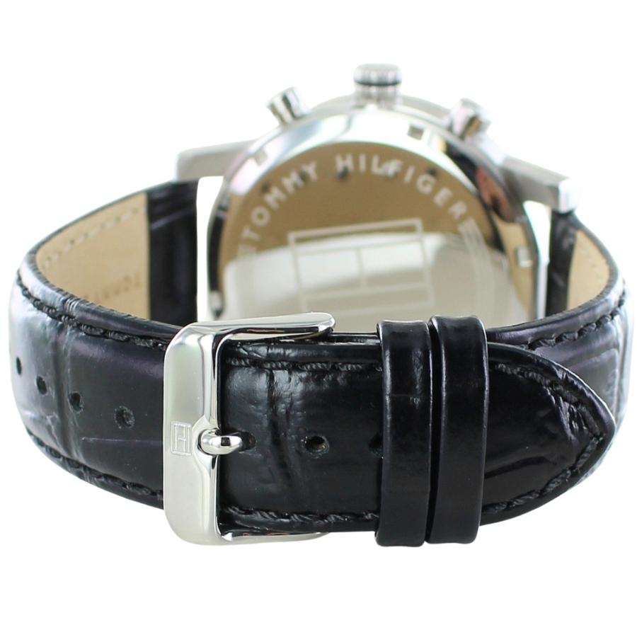 トミーヒルフィガー 腕時計 メンズ KANE 44mm シルバーケース ブラック レザー 誕生日 爆買 成人 卒業 入学の画像