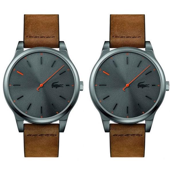おそろい 一緒 プレゼント ペア ウォッチ 腕時計 メンズ レディース ラコステ ガンメタル グレー ブラウン レザー クリスマス プレゼント バレンタイン