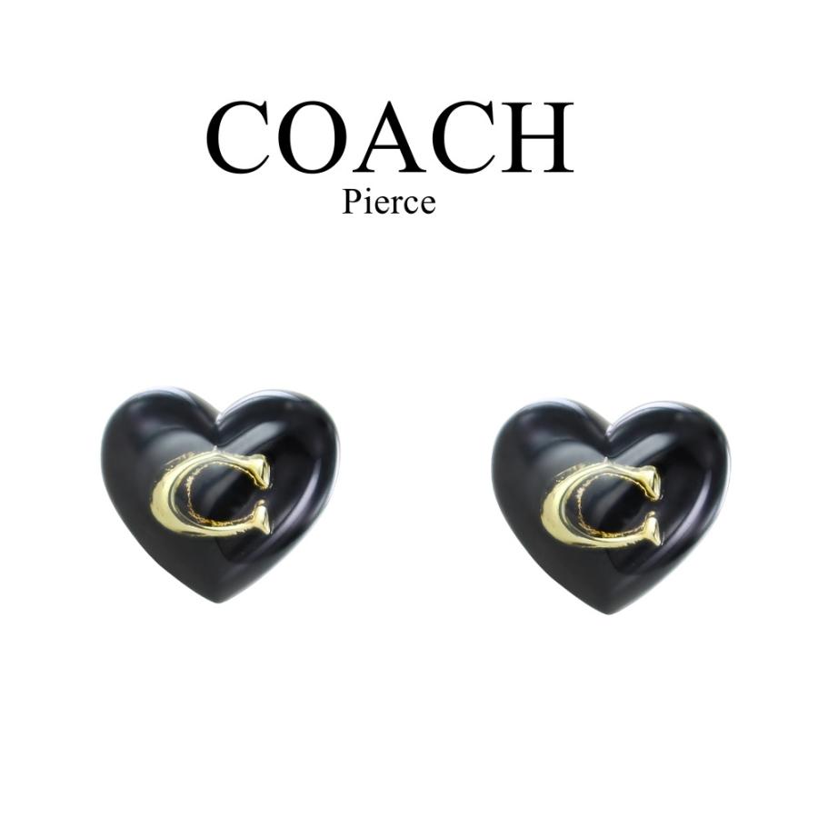 COACH（コーチ） レディース ハート ピアス 黒 小さい スタッドピアス