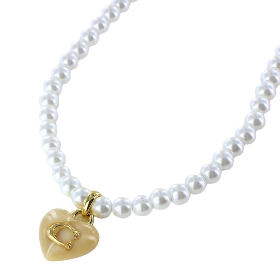 コーチ ハートチャーム パール チョーカー ネックレス 二重