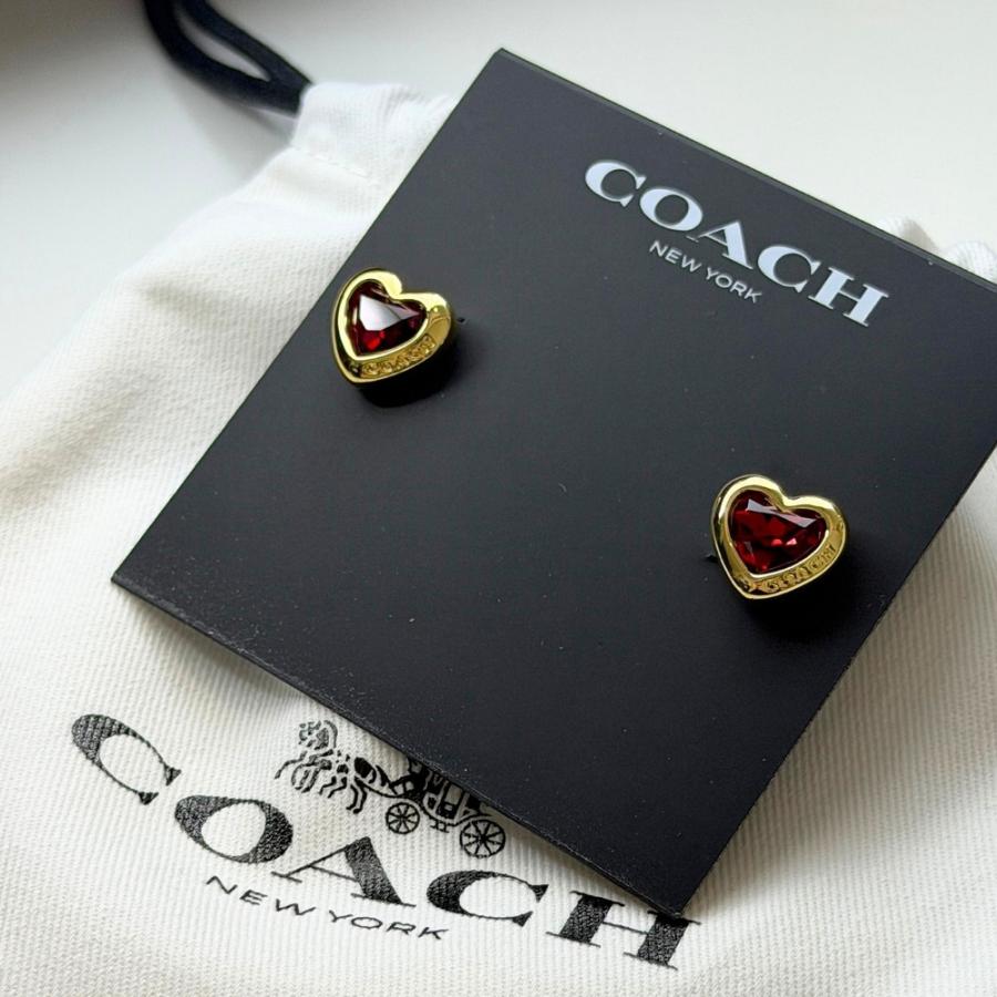 COACH（コーチ） ピアス レディース ハート レッド ゴールド スタッド
