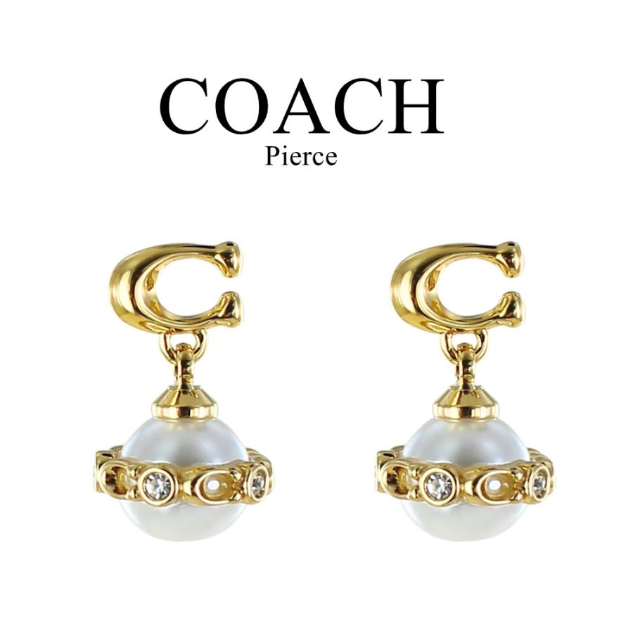 COACH（コーチ） ピアス レディース パール ゴールド Cロゴ ドロップ