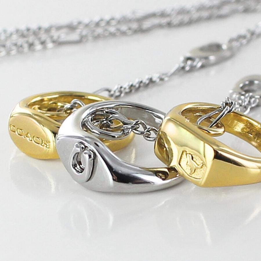 ✨新品 大特価✨コーチ エナメル ネックレス ホワイトxゴールド 3連リング COACH（コーチ） ネックレス ペンダント レディース トリプルリング