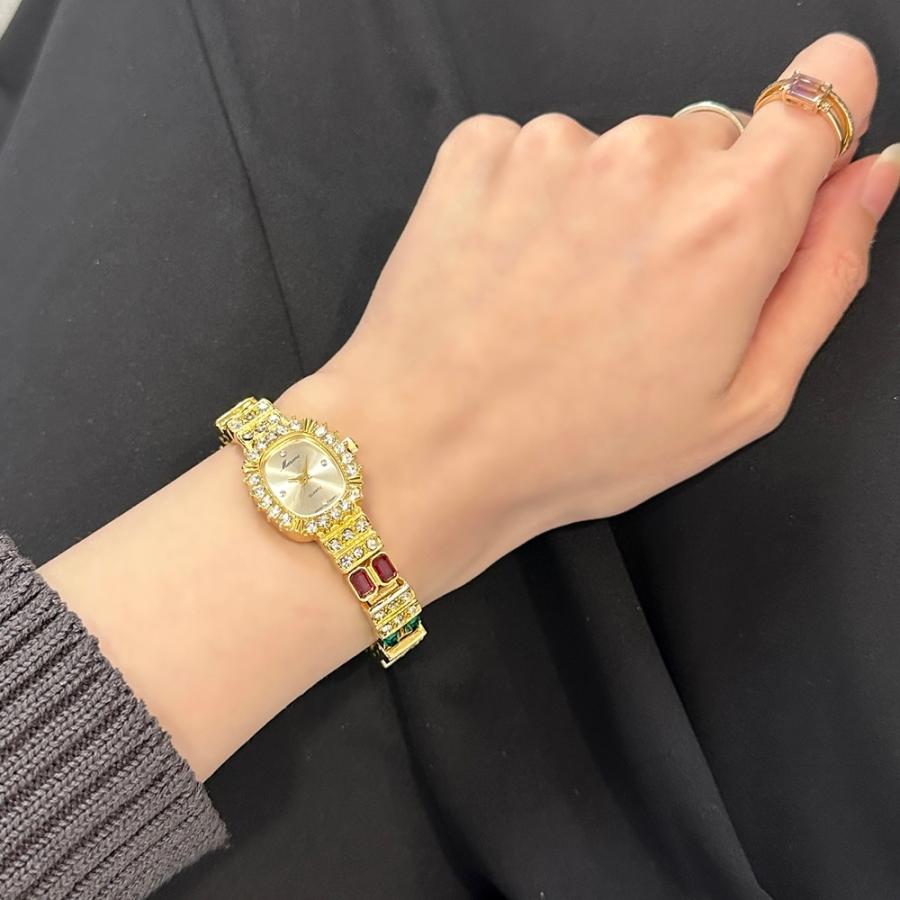 ♥️ 動作品 D&G ストーン装飾 腕時計　ブレスレット アクセサリー シンプル follow（フォロー） 腕時計 レディース フラワーポイント ブレス