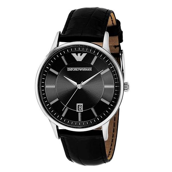 20代 30代 男性 プレゼント EA エンポリオアルマーニ メンズ 腕時計 レザー 黒 記念日 2023 :AR11186:腕時計ノップル