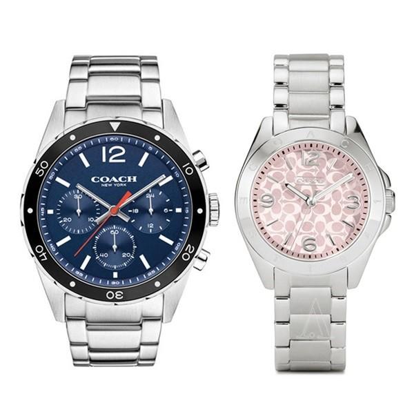 あすつく 腕時計 シルバー ペアウォッチ 2本セット 2本セット ペア収納box付き コーチ シルバー 腕時計 Co 腕時計ノップル