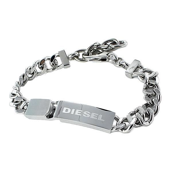 DIESEL ペアブレスレット ディーゼル シルバー ロゴプレート DIESEL ペアブレスレット ディーゼル シルバー ロゴプレート