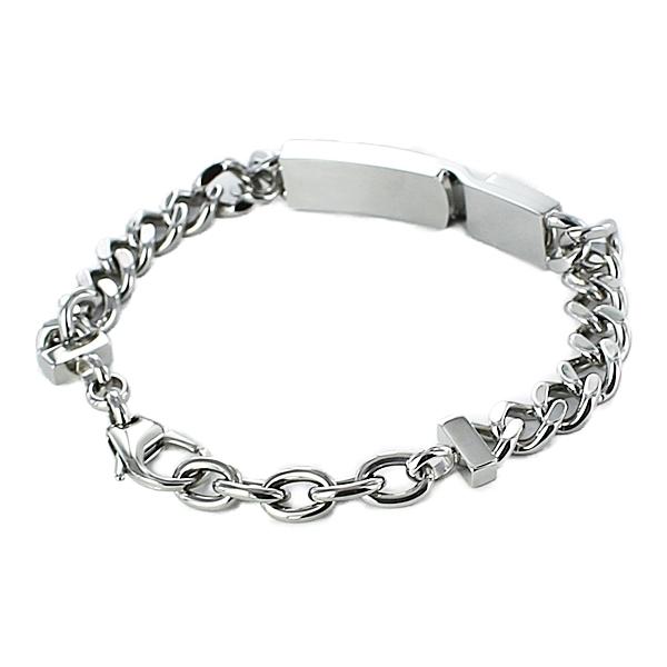 DIESEL ペアブレスレット ディーゼル シルバー ロゴプレート DIESEL ペアブレスレット ディーゼル シルバー ロゴプレート