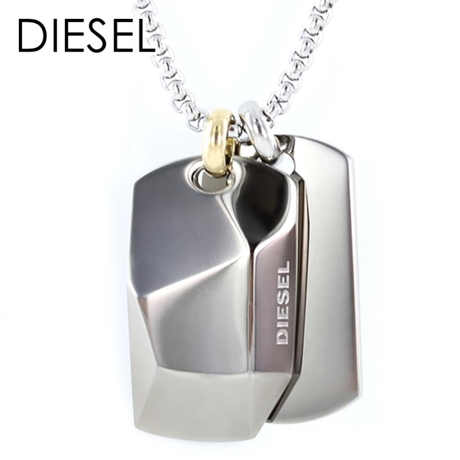 DIESEL ディーゼル ネックレス ペンダント ファッション ジュエリー アクセサリー メンズ レディース プレート ガンメタル シルバー