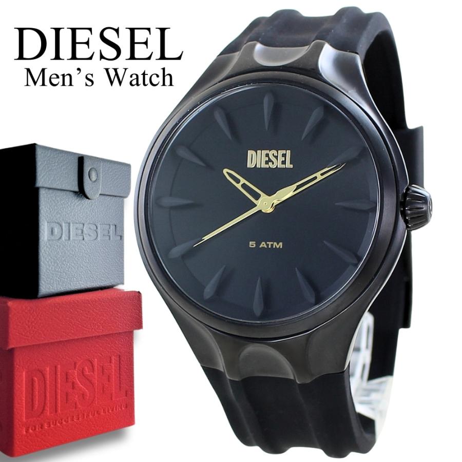 終値DIESEL 新品未使用 ディーゼルラバーベルト 腕時計 ブラック/ブルー DIESEL（ディーゼル） 腕時計 メンズ ブラック シリコン ラバーベルト