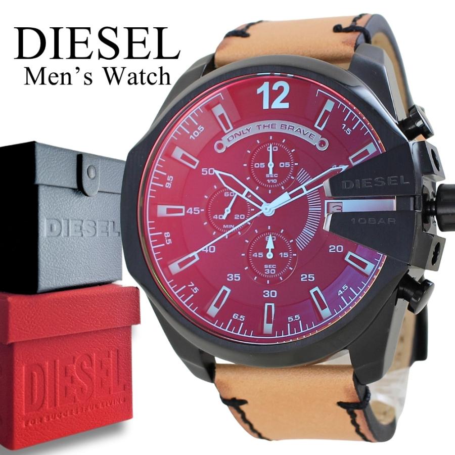 DIESEL ディーゼル 腕時計 メンズ メガチーフ 偏光ガラス 防水 革  