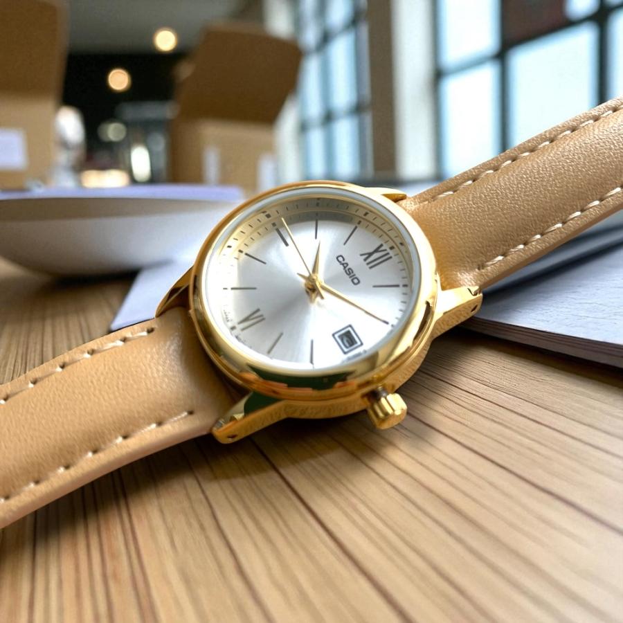 CASIO（カシオ） 腕時計 レディース 収納ケース付き チプカシ 革ベルト