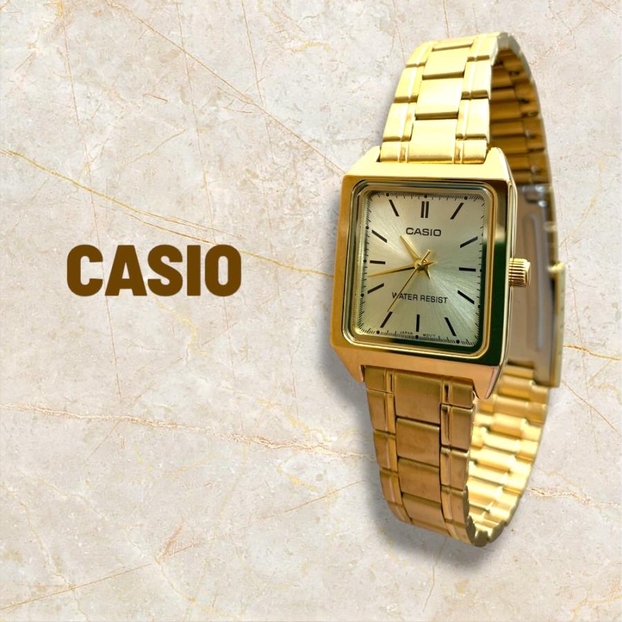 ゴールド 長方形ケース 腕時計 CASIO（カシオ） 腕時計 レディース 収納ケース付き チプカシ スクエア