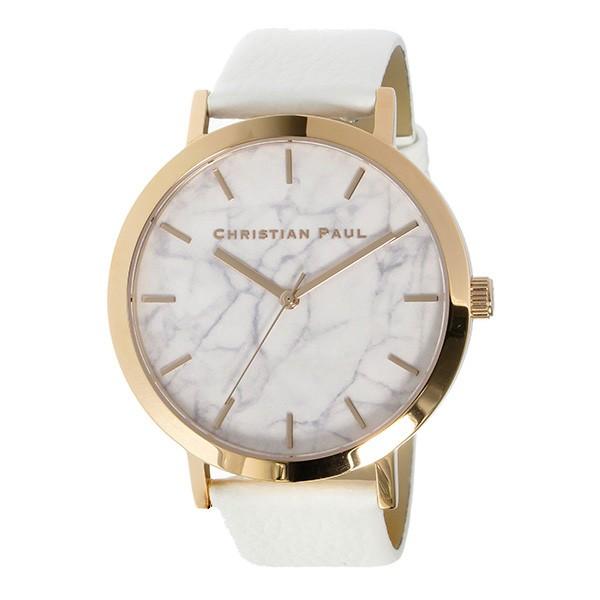 クリスチャンポール メンズ レディース 43mm ホワイトマーブル レザー MR-03 腕時計 クリスマス プレゼント バレンタイン