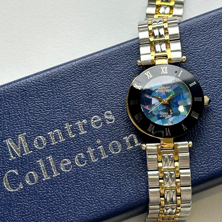モントレス 腕時計 手表 レディース 天然石 オパール 時計 小さめ 結婚