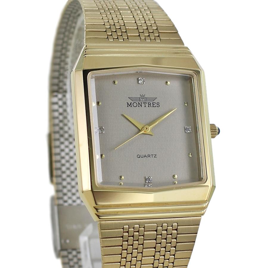 モントレス 腕時計 手表 メンズ スクエア 四角 金 ゴールド