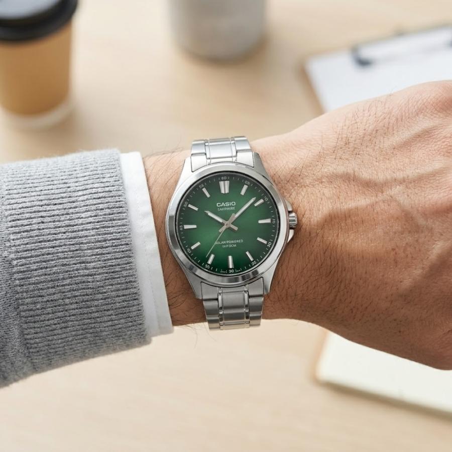 CASIO（カシオ） ソーラー 腕時計 メンズ グリーン サファイアガラス