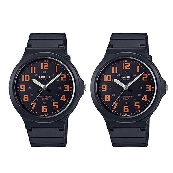 ペア収納ケース付き 正規品 CASIO カシオ レトロなペアウォッチ チープカシオ チプカシ 同モデル 黒 オレンジ 腕時計 卒業 入学 お祝い