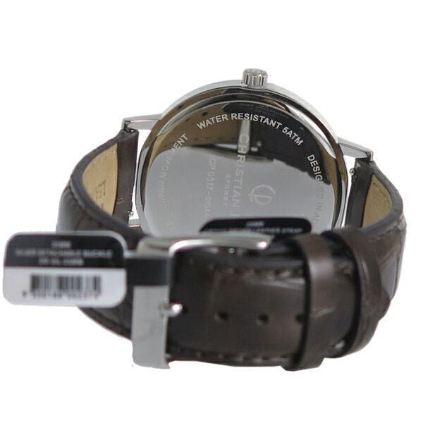 クリスチャンポール ペアウォッチ ユニセックス シェア 43mm ホワイトマーブル 大理石柄 シルバーケース ブラウン レザー 腕時計 プレゼント 誕生日プレゼント_2