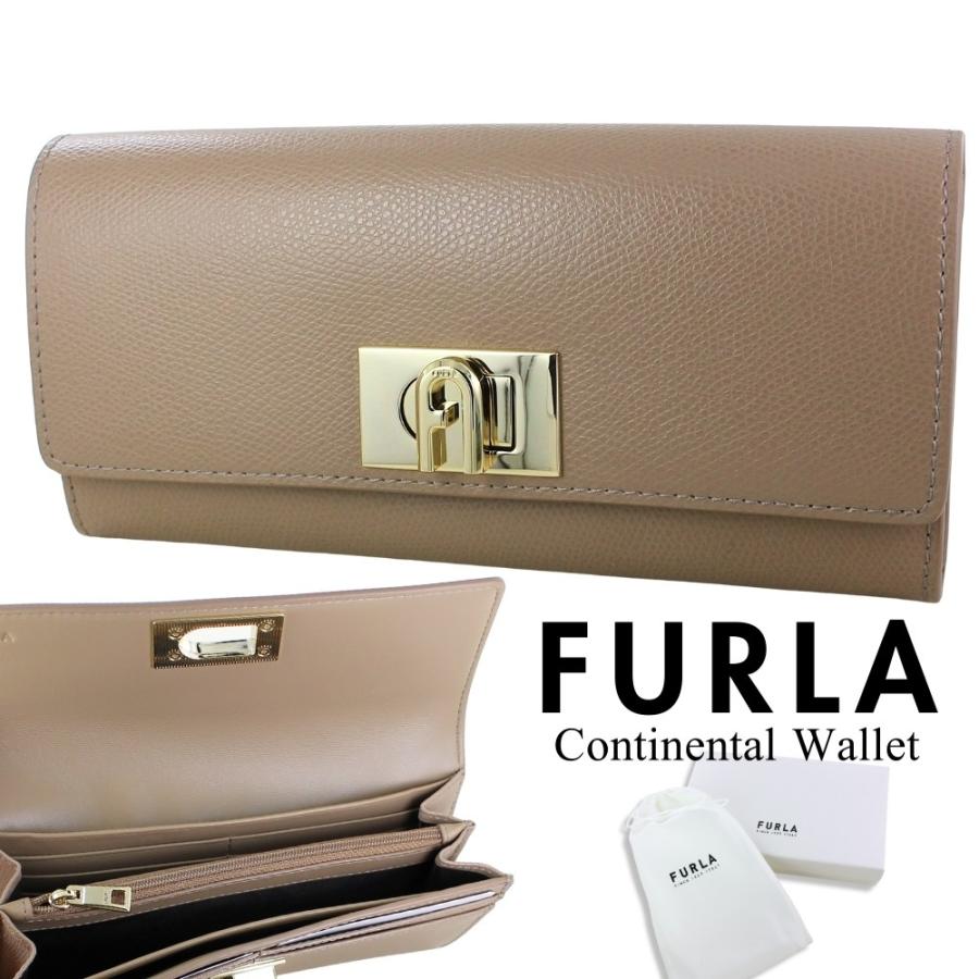 FURLA（フルラ） 長財布 グレージュ ゴールド レディース レザー 本革