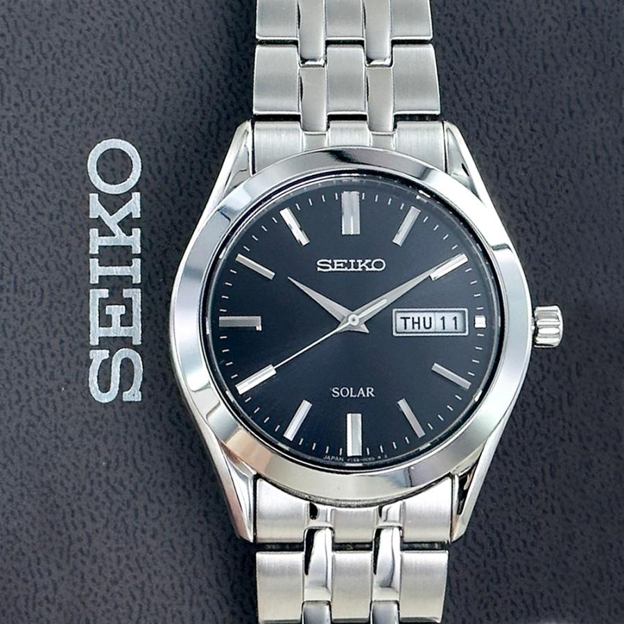 大きな取引 38mm デイデイト メンズ セイコー ソーラー時計  電池交換不要 ブラック文字盤 2022 父の日 母の日 記念日 腕時計 SBPX083 ブレスレット ステンレス シルバー 腕時計