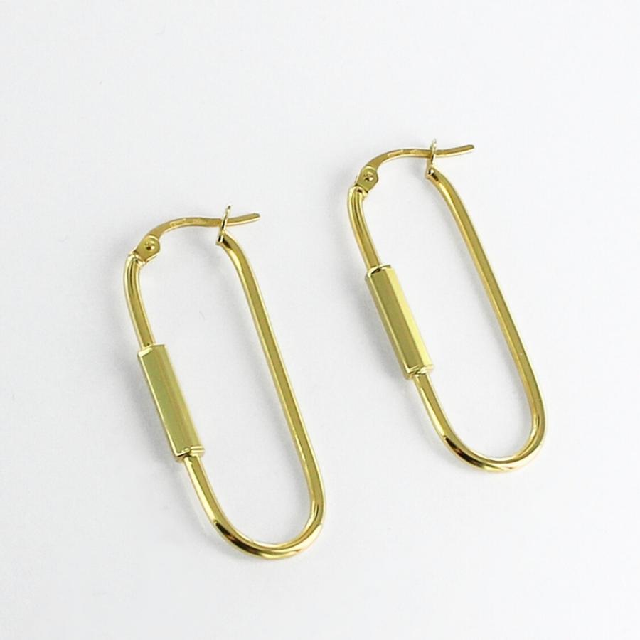 正規品 ウノアエレ ショッパー付き フープピアス K18 レディース 両耳 カラビナピアス 女性 爆買 成人 卒業 入学の画像