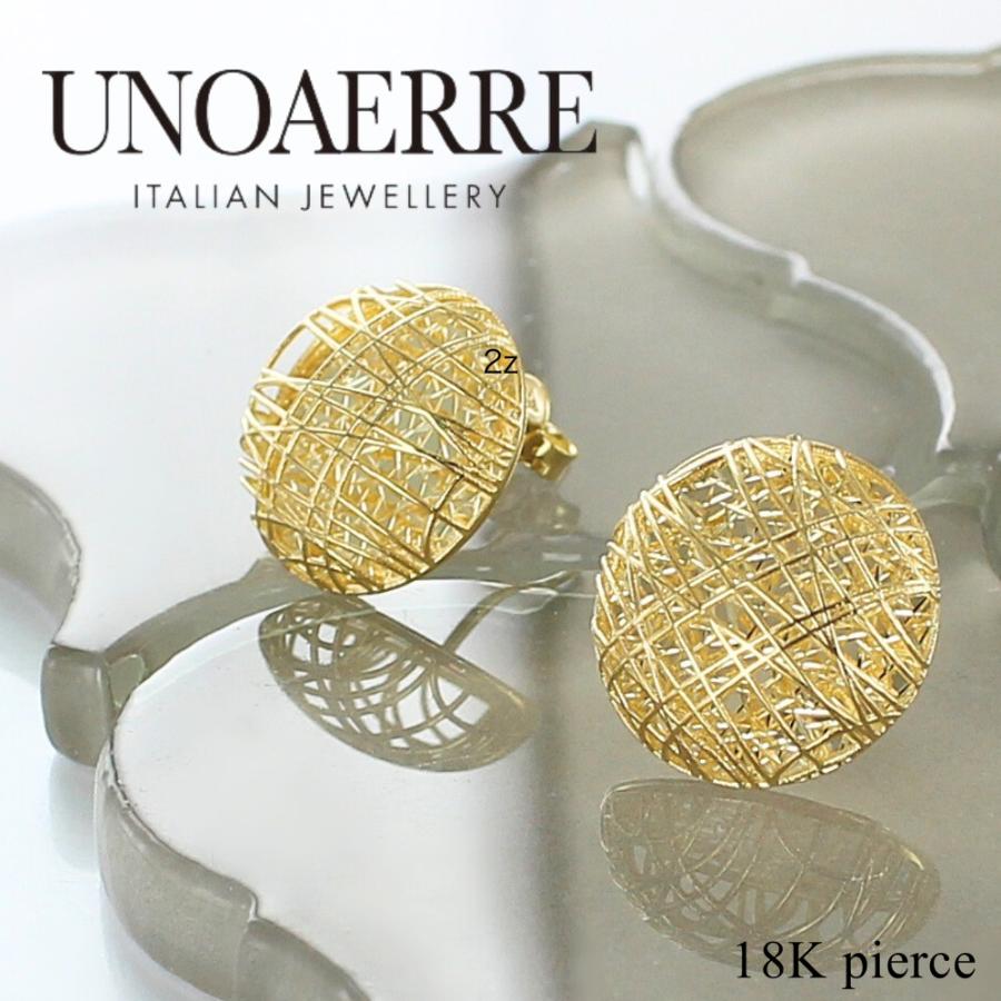 正規品 UNOAERRE ウノアエレ ショッパー付き ピアス K18 レディース ドーム スタッドピアス 爆買 成人 卒業 入学の画像