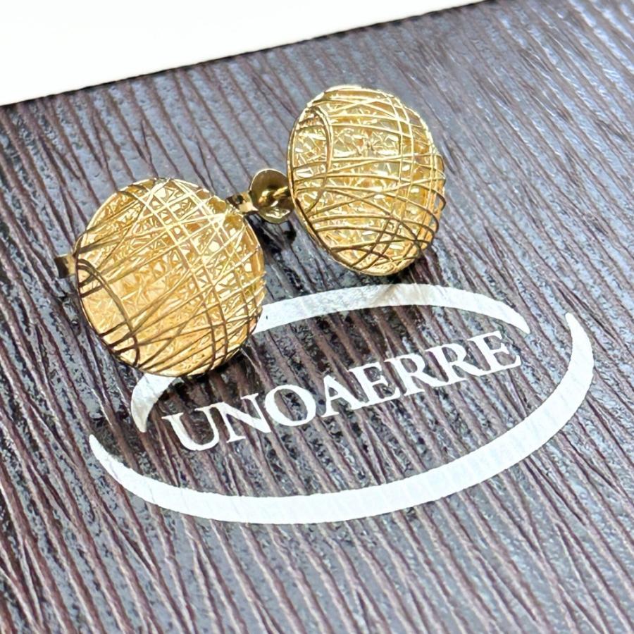 正規品 UNOAERRE ウノアエレ ショッパー付き ピアス K18 レディース ドーム スタッドピアス 爆買 成人 卒業 入学の画像