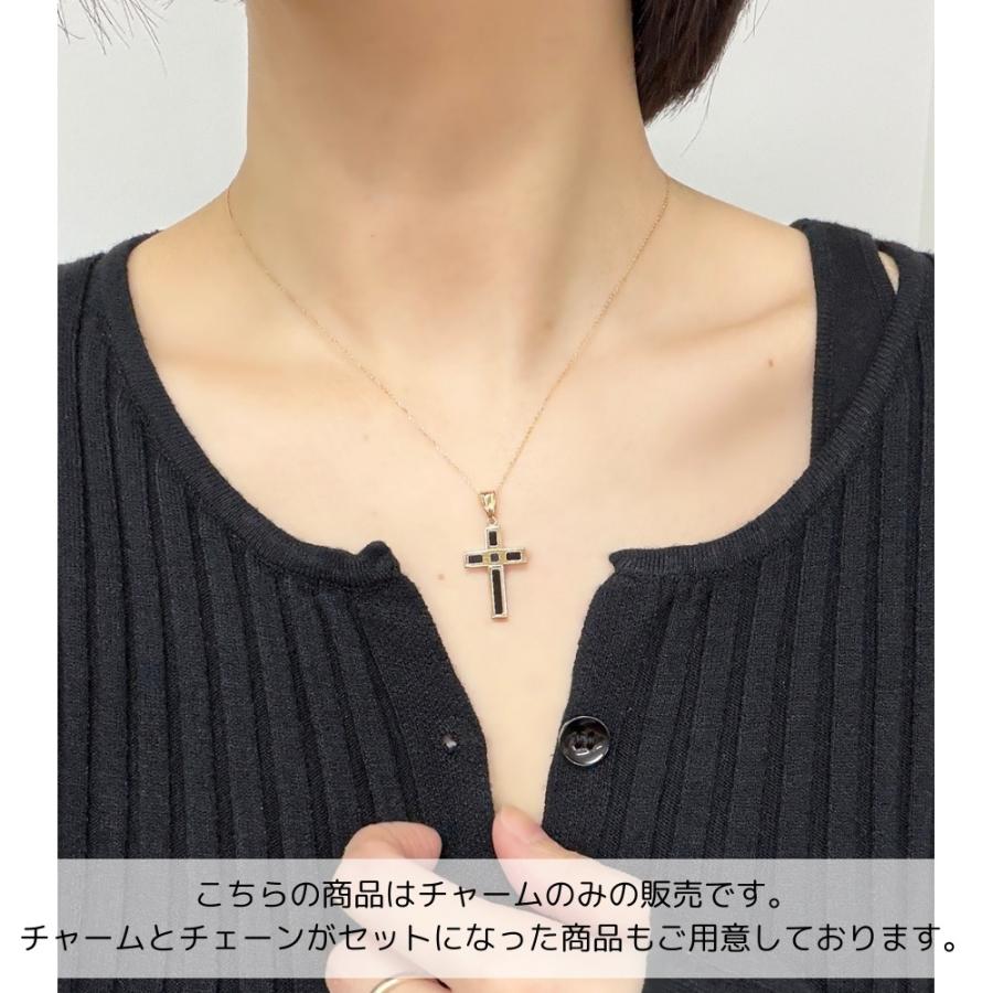 K18 ネックレス クロス チャーム オニキス リバーシブル 18金 