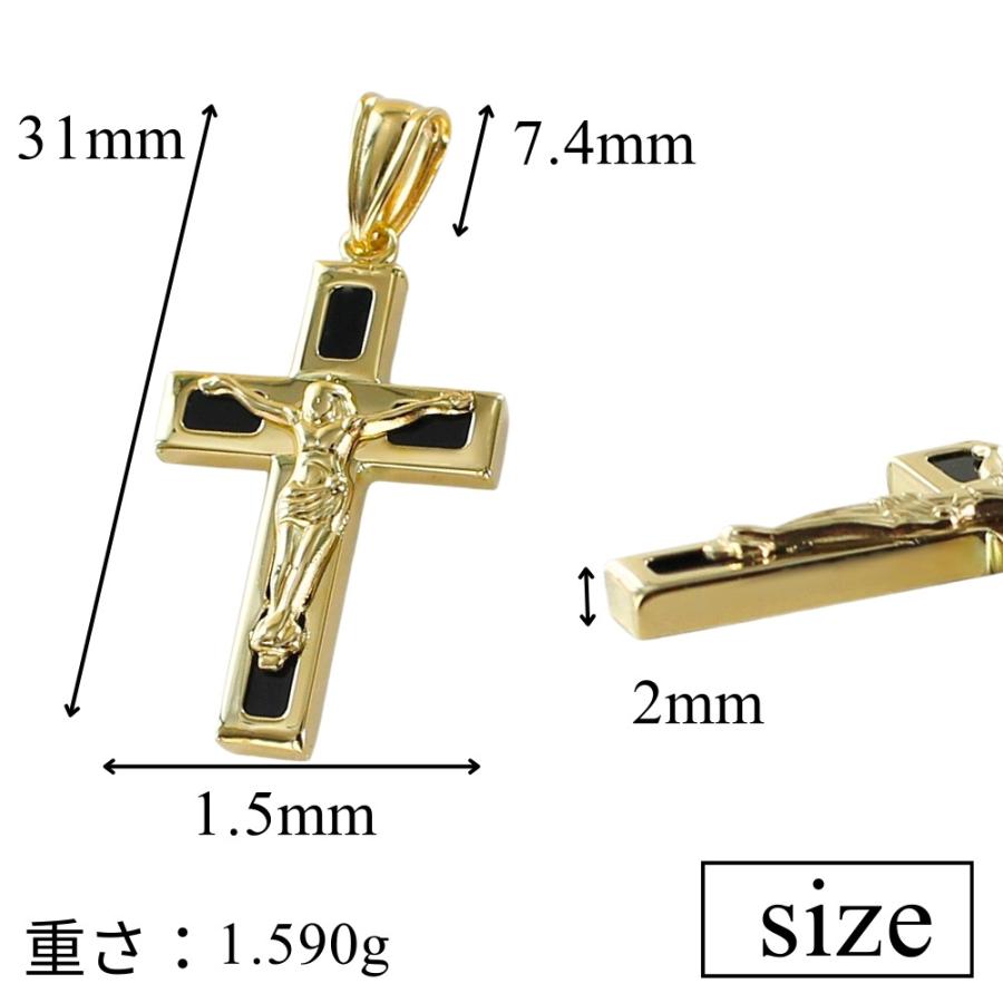 K18 クロス チャーム 18金 オニキス ジーザス リバーシブル ネックレストップ 誕生日 ギフト 爆買 成人 卒業 入学の画像