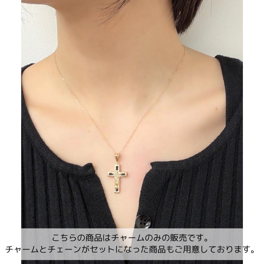 K18 クロス チャーム 18金 オニキス ジーザス リバーシブル ネックレストップ 誕生日 ギフト 爆買 成人 卒業 入学の画像
