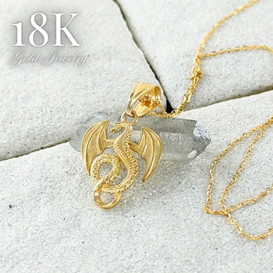 K18 ネックレス チャーム ドラゴン ゴールド 18金 レディース 誕生日 