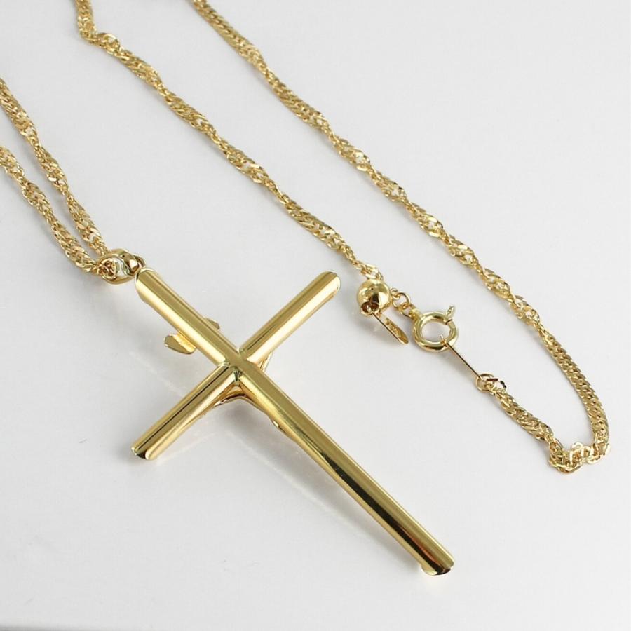 18金 十字架 クロス ネックレス K18 18K お守りジュエリー チェーン