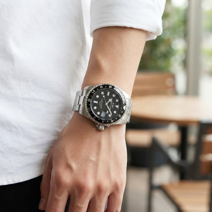TECHNOS（テクノス） 正規品 腕時計 メンズ ブラック シルバー 10気圧