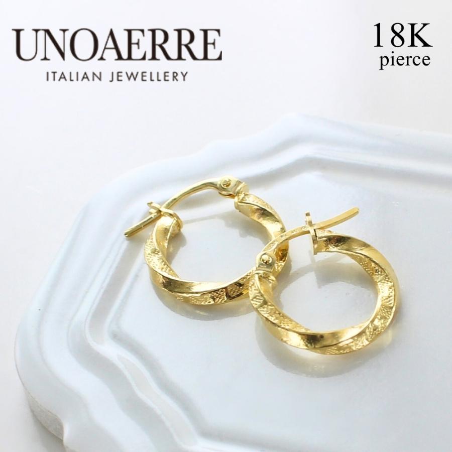 ウノアエレ 18金 ピアス K18 18K レディース フープピアス 小さい 小さめ おしゃれ シンプル 贈り物 女性 爆買 成人 卒業 入学の画像