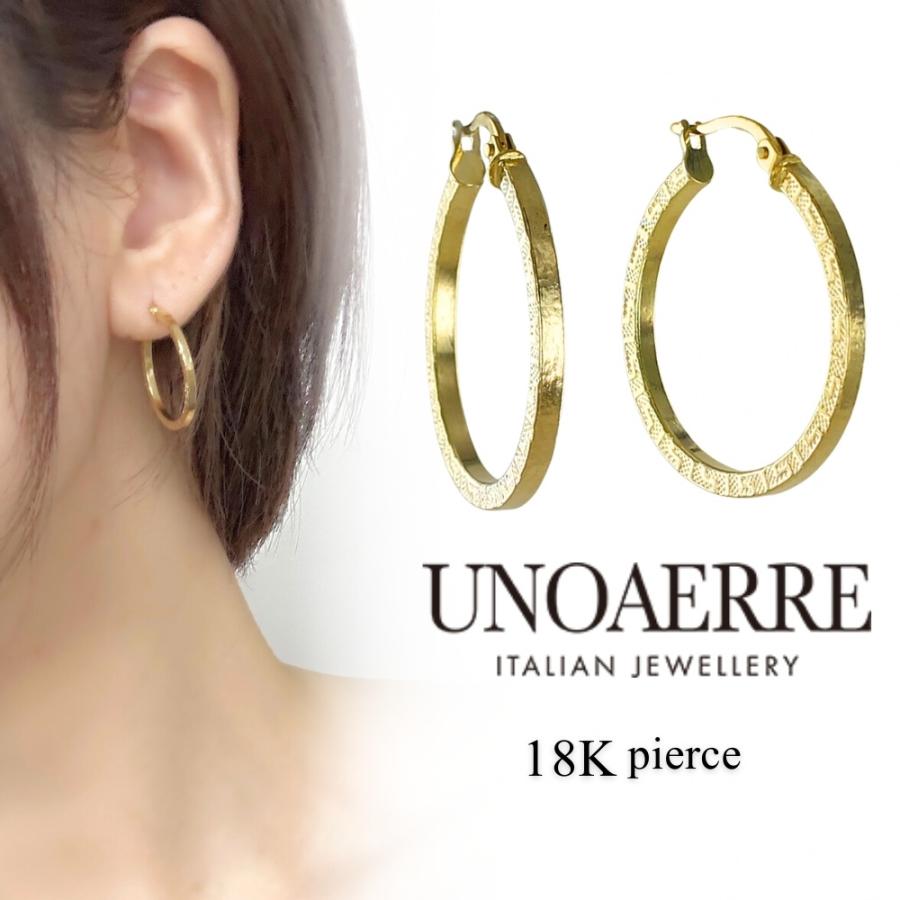UNOAERRE（ウノアエレ） 18金 ピアス K18 18K レディース フープピアス