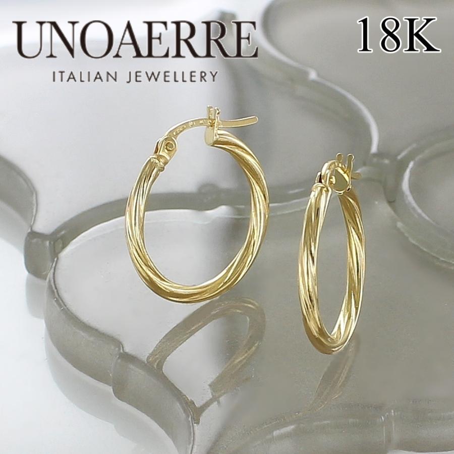 ラッピング済 ギフトセット 女性 18金 ピアス ウノアエレ K18 フープピアス レディース 18K 誕生日 爆買 成人 卒業 入学の画像